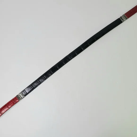 Brighton Interchangeable Red Black Leather Western Vintage Belt - Picture 6 of 11